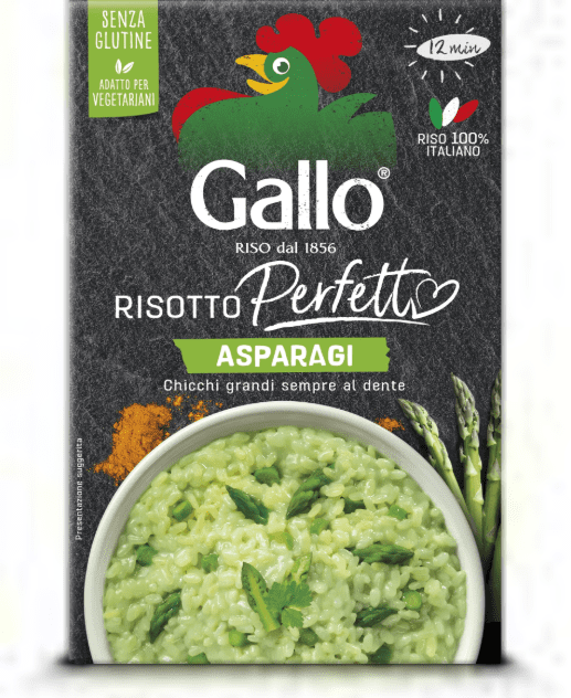 Опаковка Ризото С Аспержи Gallo 175 г – готово ризото с парчета аспержи и сирене.