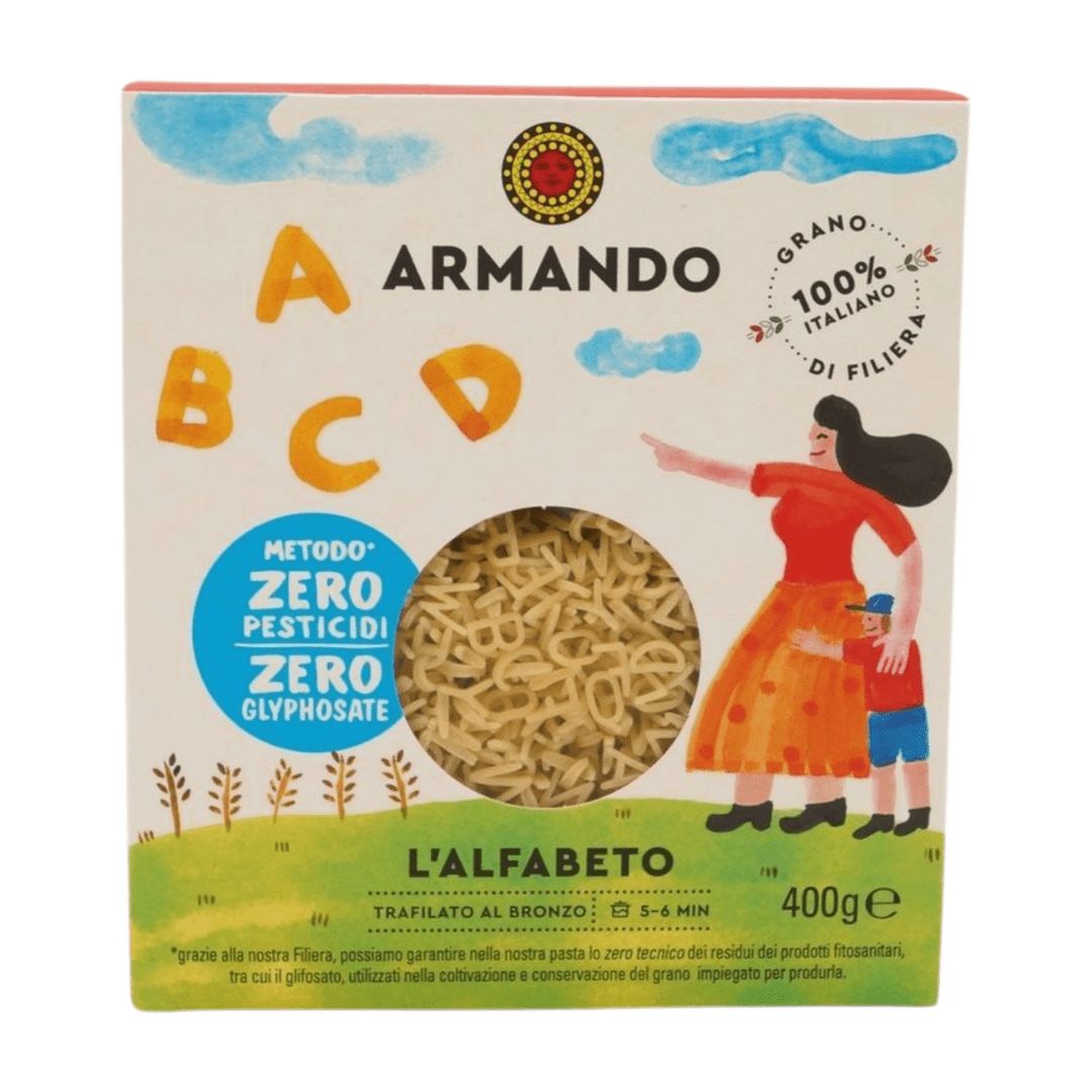 Паста Armando Азбука 400 г – макарони с формата на букви от твърда пшеница, подходящи за деца