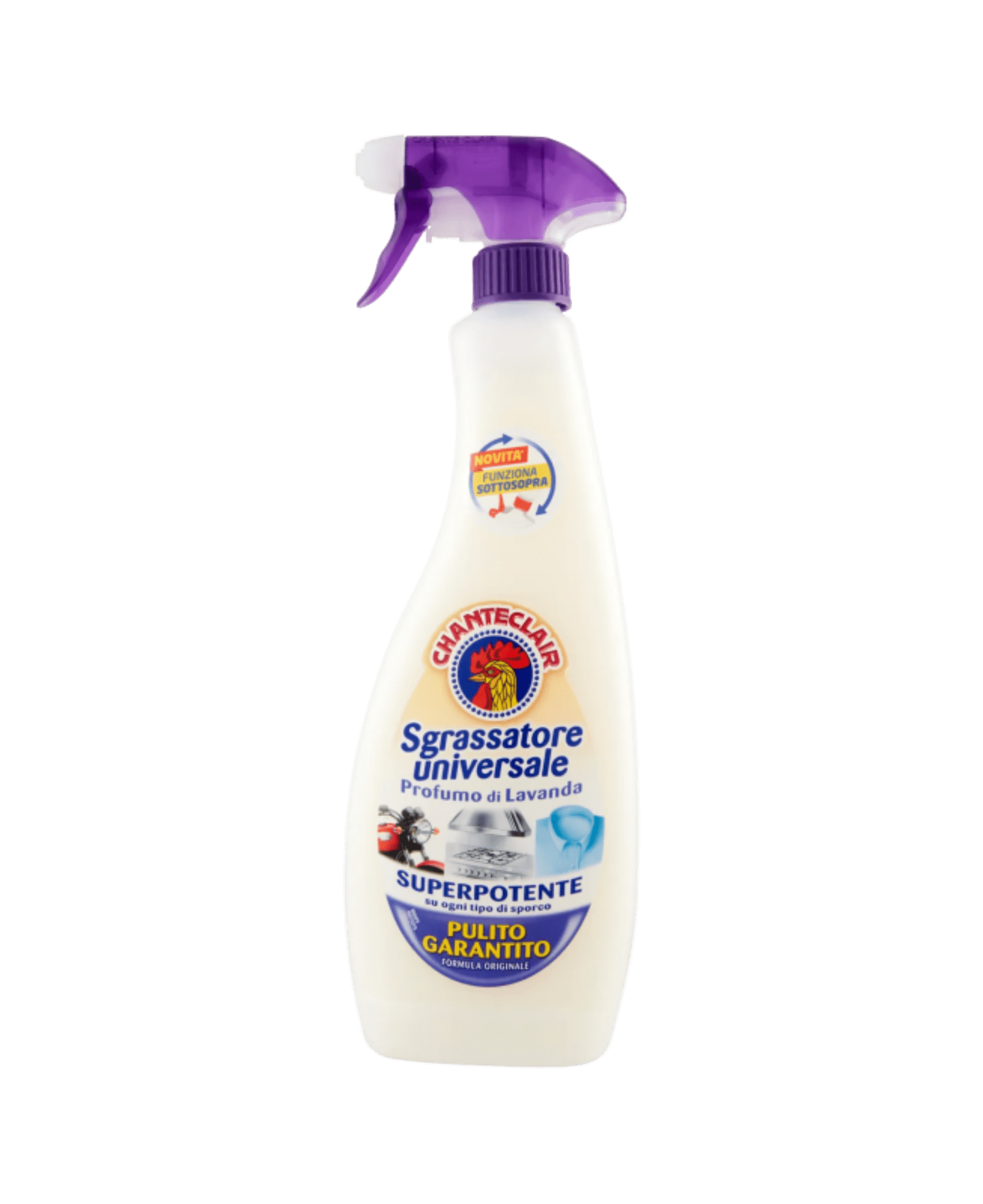 Спрей бутилка 600 мл Chanteclair обезмаслител с аромат на лавандула и лилав етикет.