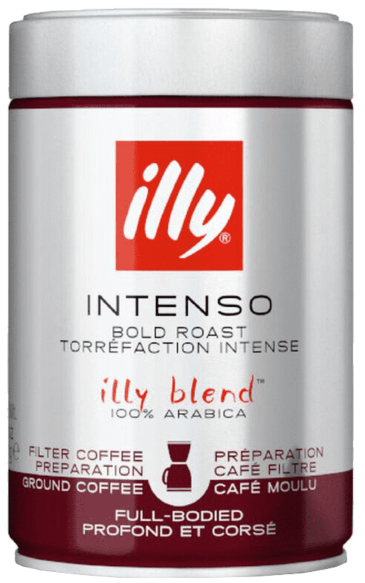 Опаковка мляно кафе Illy Intenso 250 г – тъмно изпечено с наситен аромат