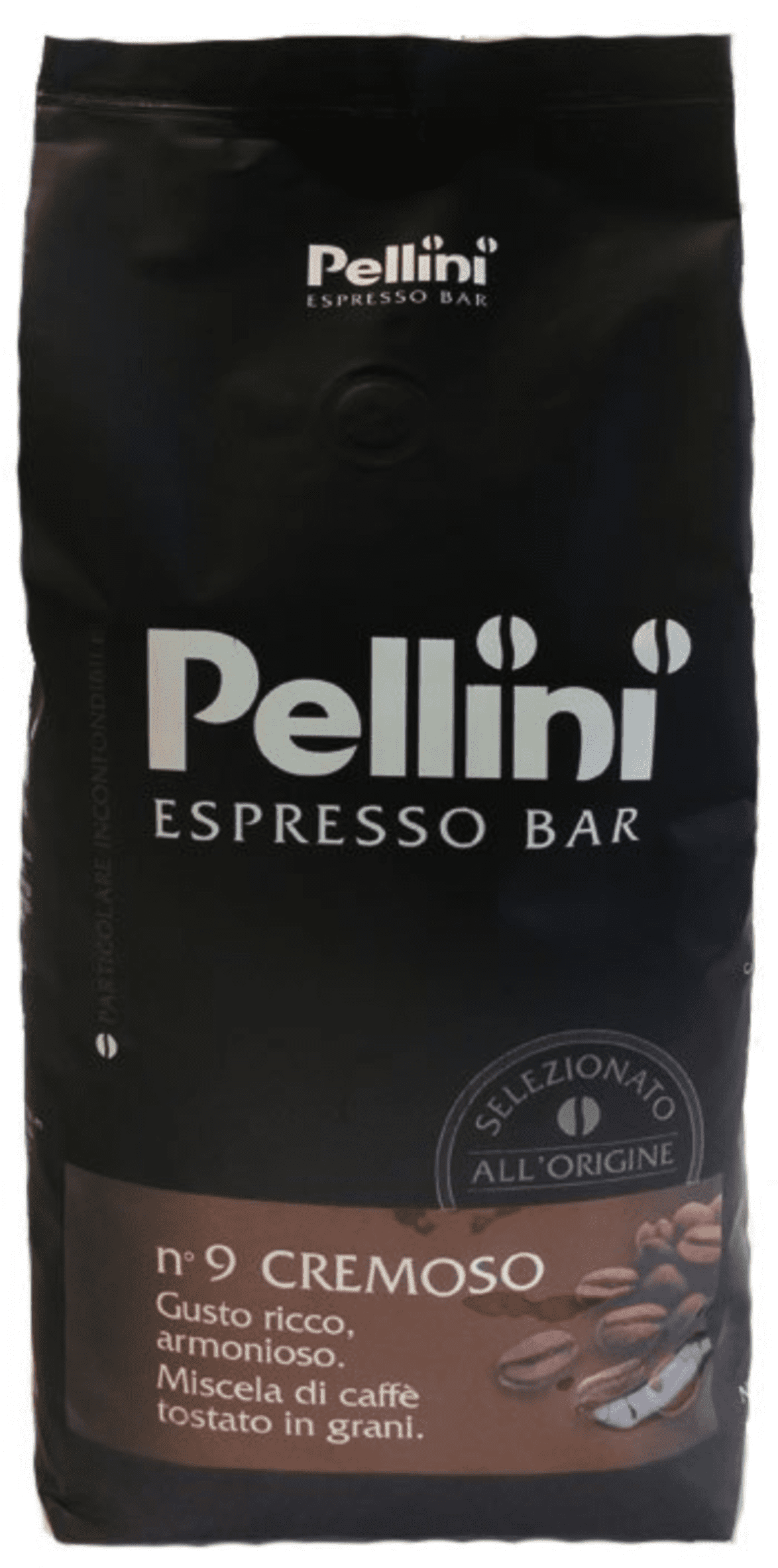Опаковка 1 кг кафе Pellini Cremoso Espresso No9 на зърна с плътен аромат