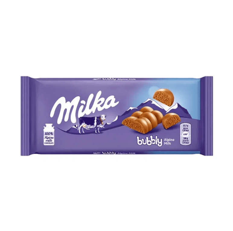 Milka млечен шоколад Бабъл с въздушна текстура, 90 г