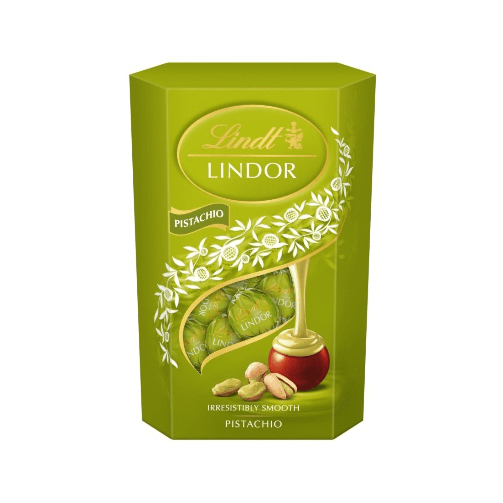 Lindt Lindor Cornet Бонбони с шам фъстък 200 г – шоколадови бонбони с кремообразен пълнеж с вкус на шам фъстък, произведени в Германия.