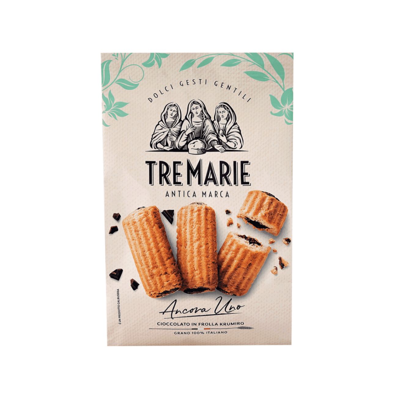 Опаковка на Tre Marie маслени бисквити с шоколадови парченца 360 г, показваща хрупкави бисквити с видими шоколадови трохи на светъл фон.