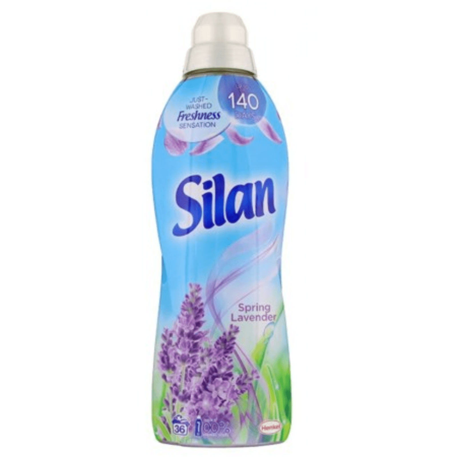Омекотител Silan Spring Lavender 900 мл – бутилка с пролетен аромат на лавандула и копринена мекота за прането.