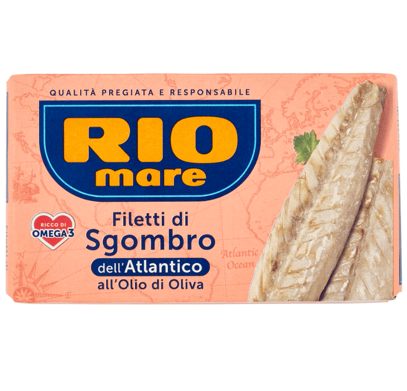 Консерва Rio Mare Филе от скумрия в маслиново масло – 125 г – с маслини и зехтин, без добавени консерванти.