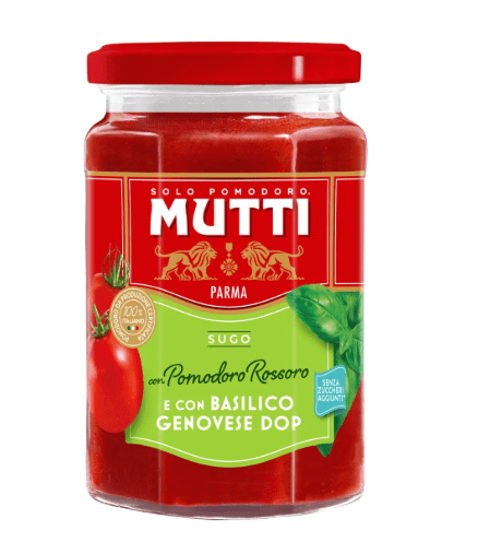 Буркан с доматен сос Mutti с босилек – 280 г, класически италиански продукт