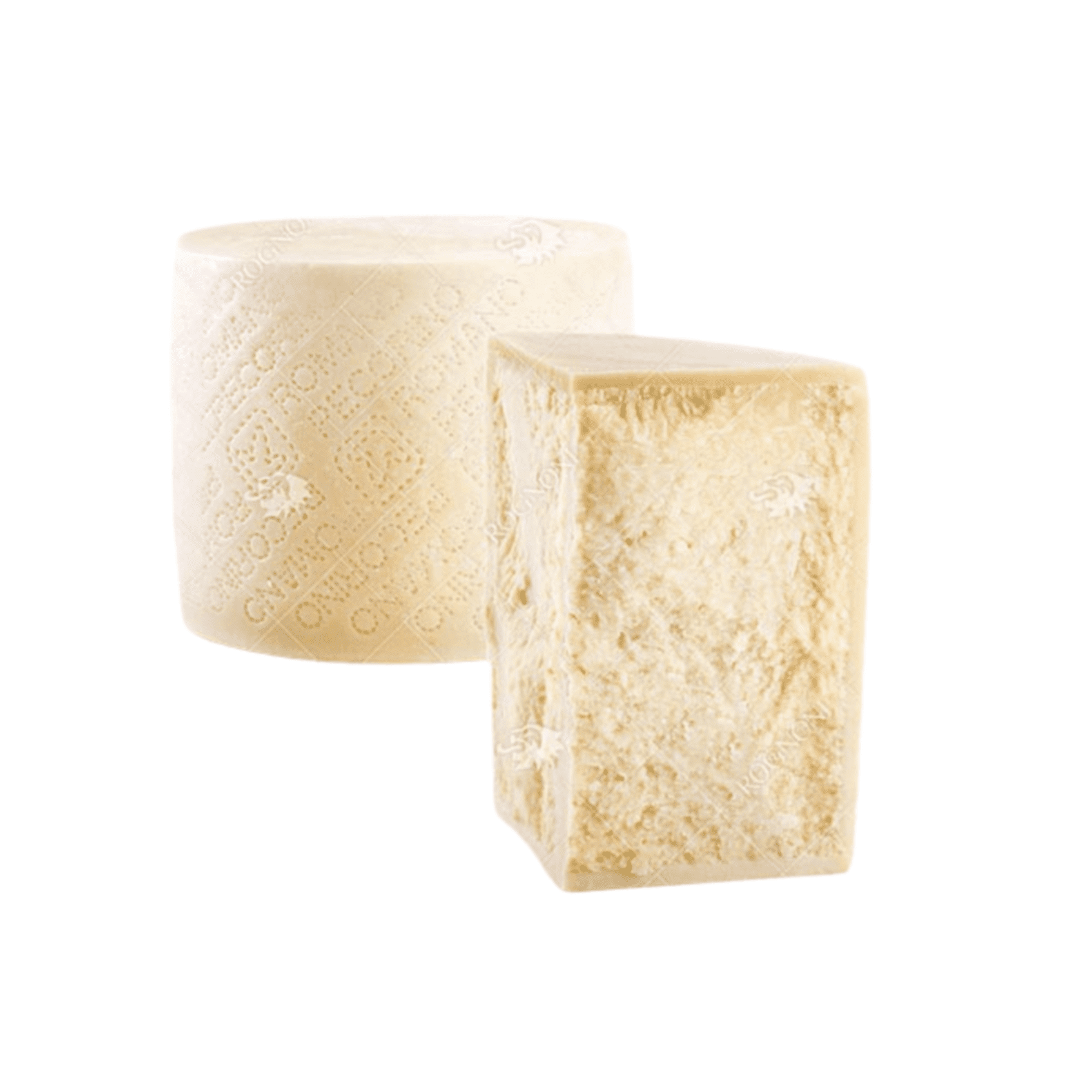 Парче твърдо овче сирене Pecorino Romano ЗНП с твърда, гранулирана текстура