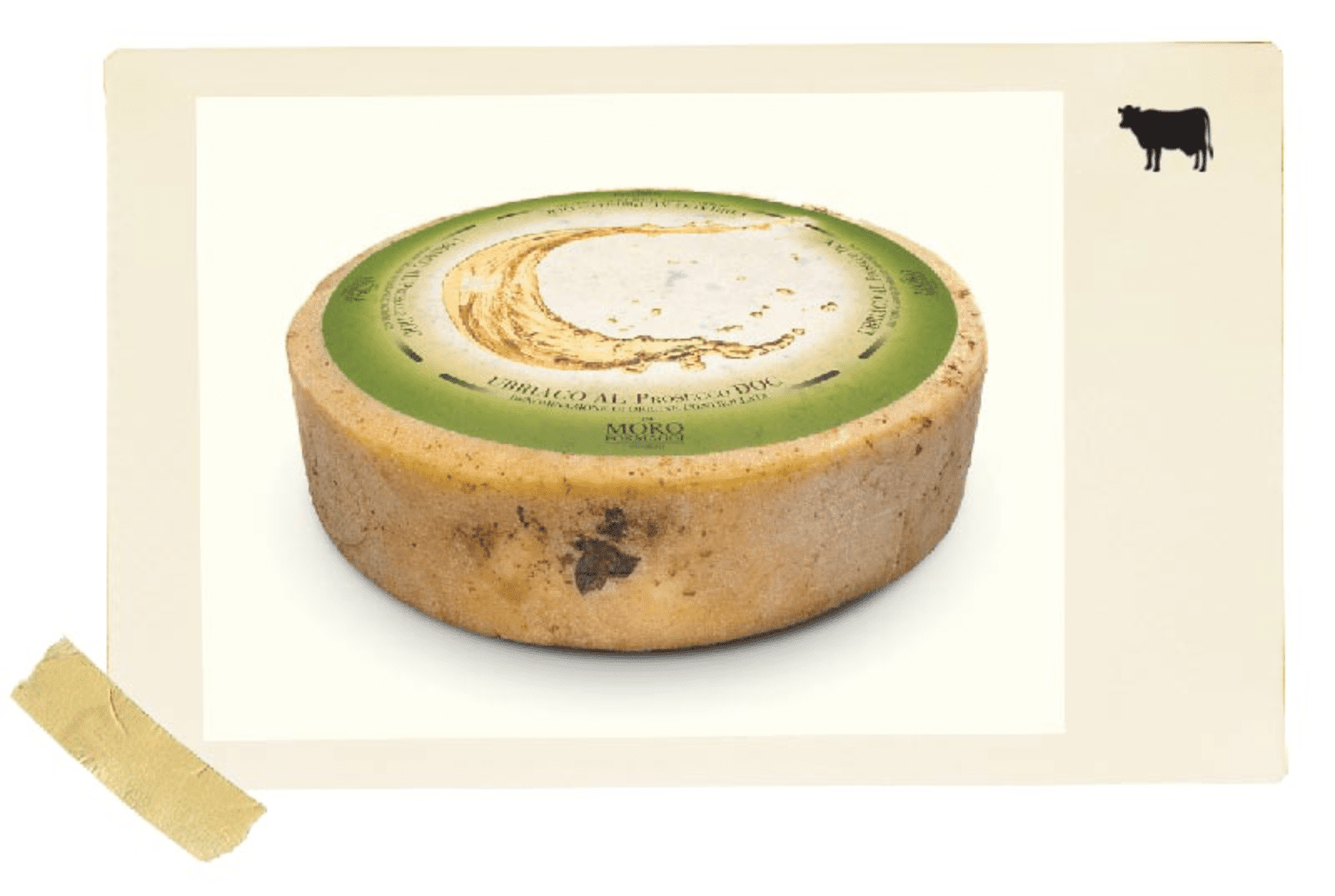 Краве сирене Rognoni, отлежало в Просеко, с нежна златиста коричка и текстура, примамваща ценителите на гурме сирена.