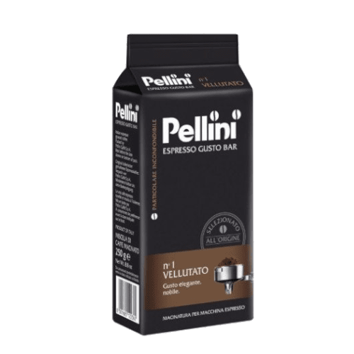 Кутия мляно кафе Pellini N1 Vellutato 250 г – средно изпичано, меко и елегантно еспресо.