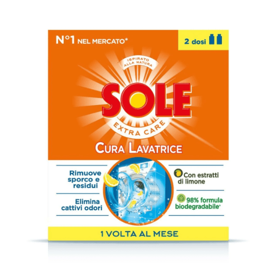4242.png Две бутилки по 250 мл препарат за почистване на пералня с аромат на лимон Sole 3 в 1