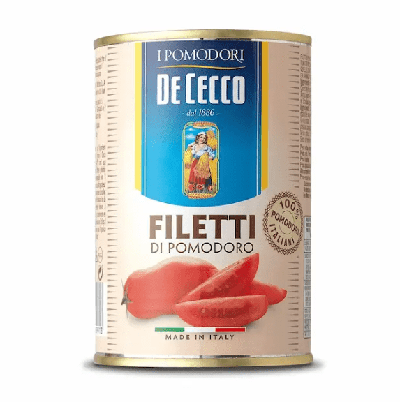 4309.png Консерва 400 г De Cecco белени домати в доматен сок – италианско качество.