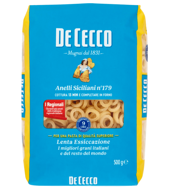 440325.png Опаковка Сицилиански Пръстенчета De Cecco N179 500 г – италианска семолинова паста в традиционна сицилианска форма