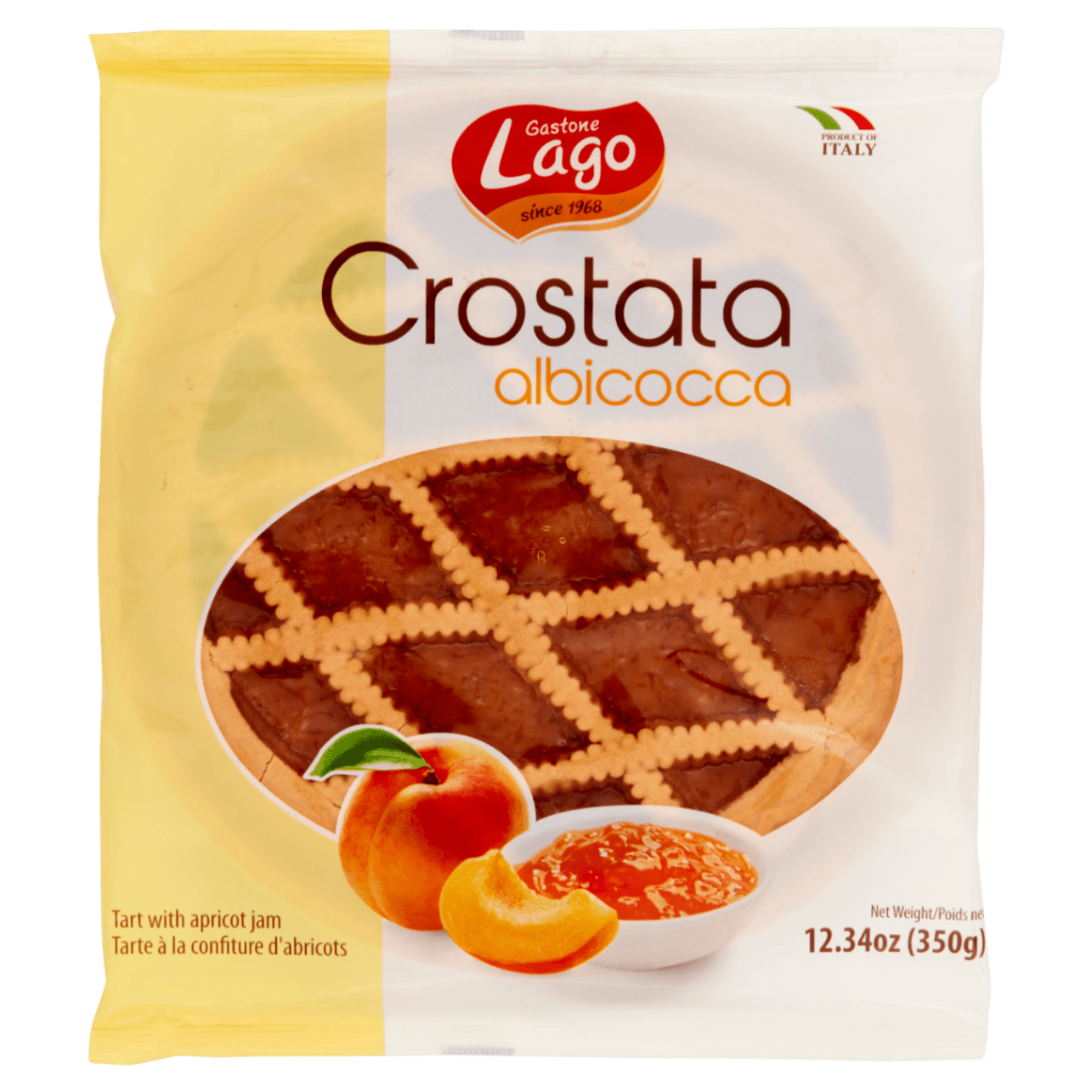 450007.png Тарт кростата Lago с кайсиев пълнеж, 350 г – традиционен италиански десерт с плодов аромат.