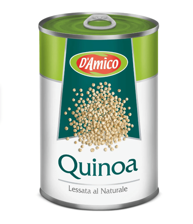 5043.png Консерва с варена киноа D’Amico 400 г – цели зрънца киноа в прозрачна течност, без други добавки.