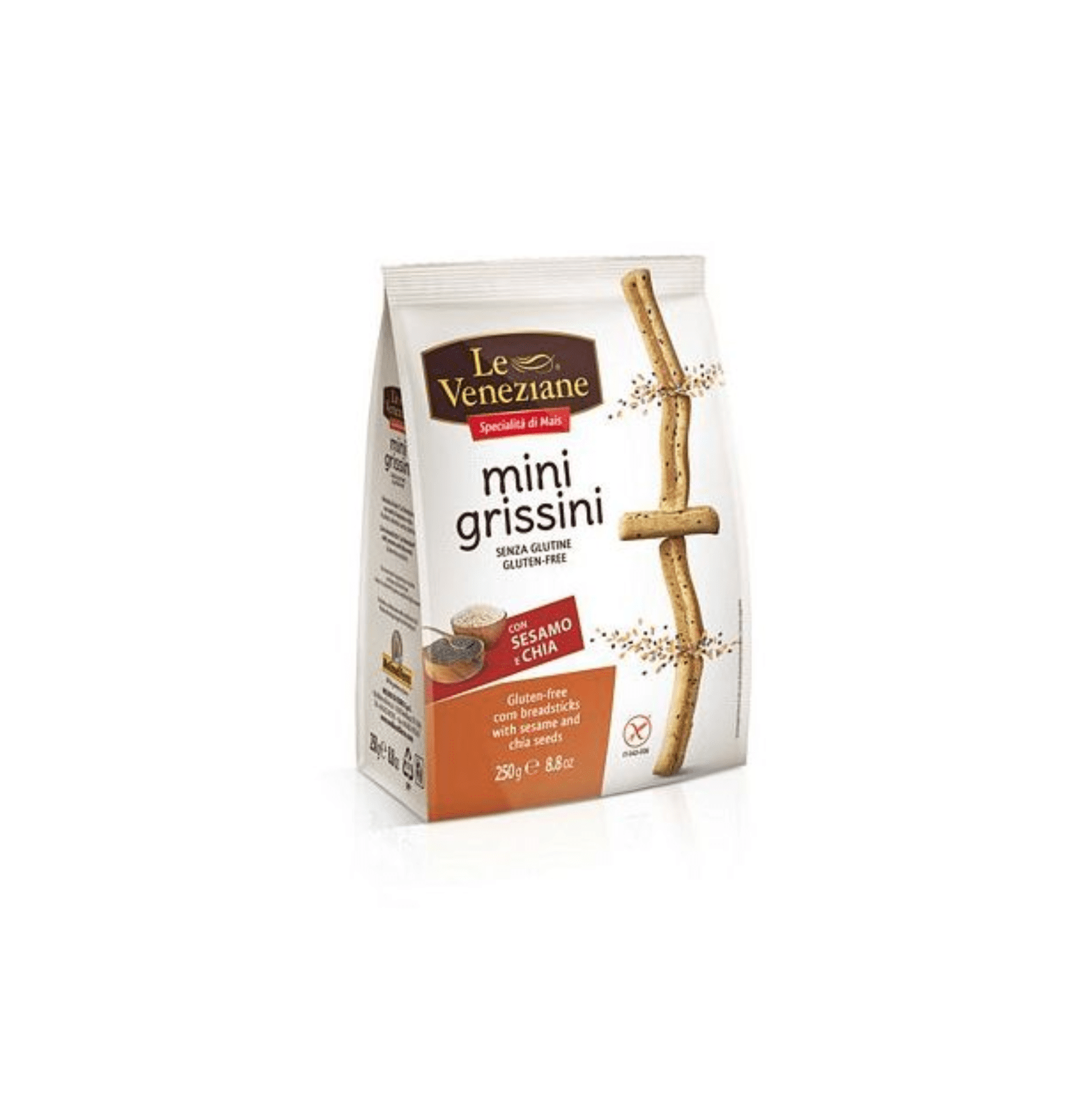 520125.png Le Veneziane безглутенови гризини със сусам и чия 250 г в опаковка