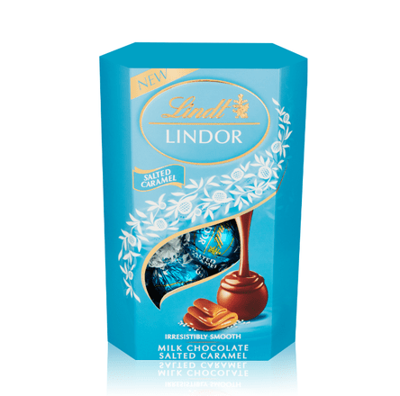 540309.png LINDOR CORNET Бонбони Солен Карамел 200 г – шоколадови бонбони с меко топящ се солен карамелен пълнеж.