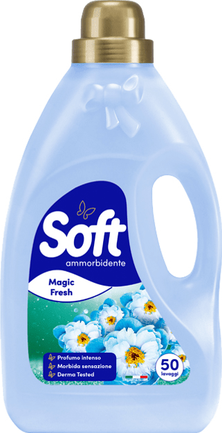 720059 Омекотител Soft Magic Fresh 50 Пранета – бутилка със свеж аромат и копринена мекота за прането.
