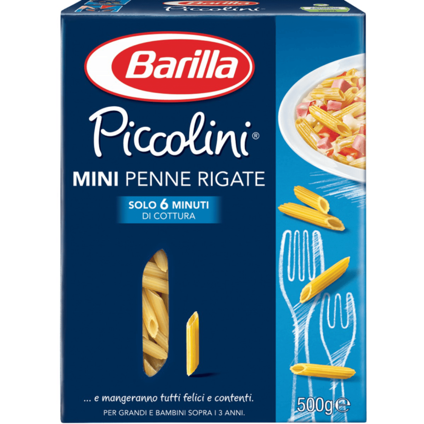 918 Пакет Barilla Мини Пенне Ригати 500 г – малки паста с характерни линии, идеални за всякакви ястия.