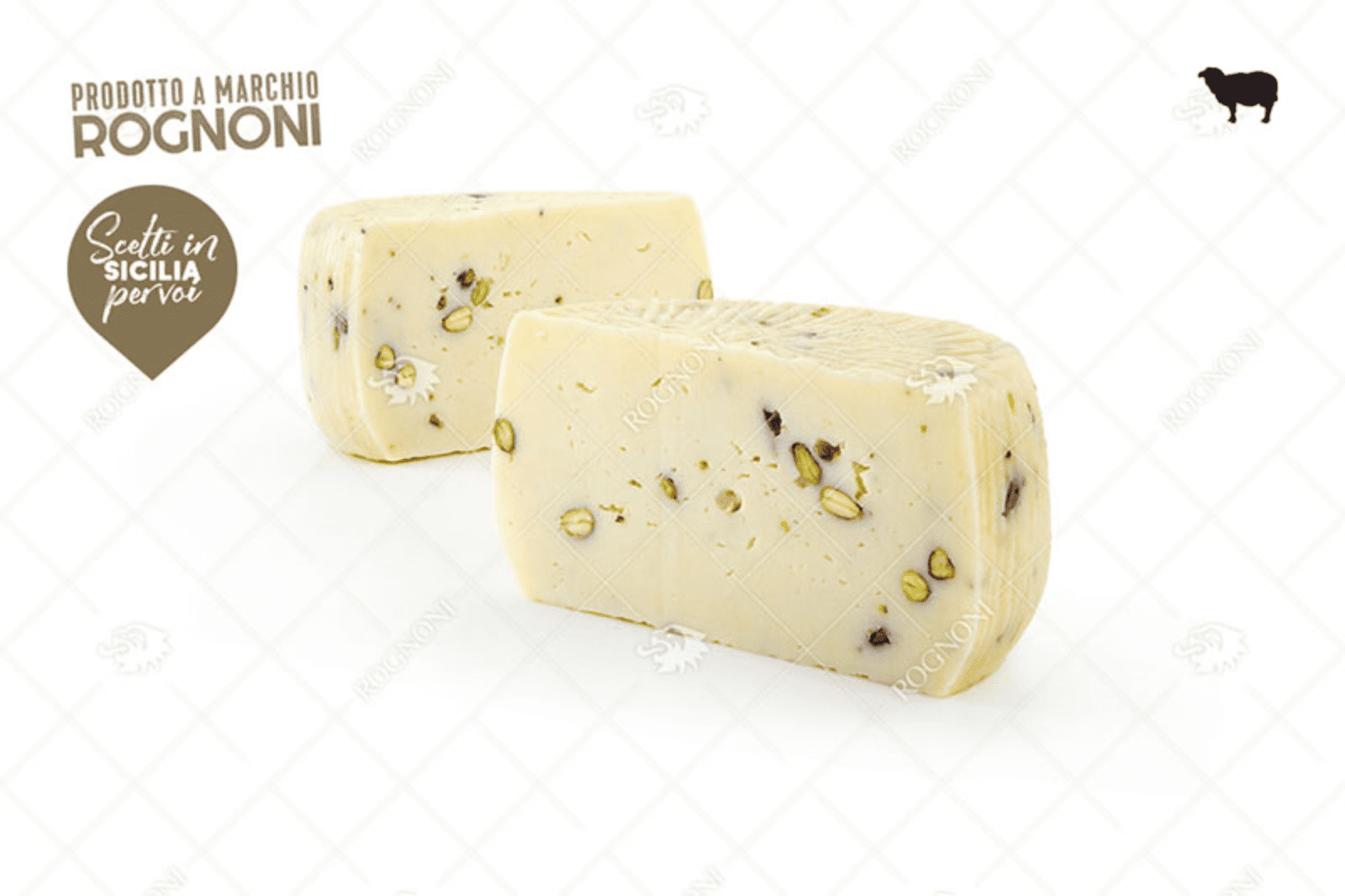 728.png Цяло парче сицилианско овче сирене Примосале с шамфъстък Rognoni, 2500 г